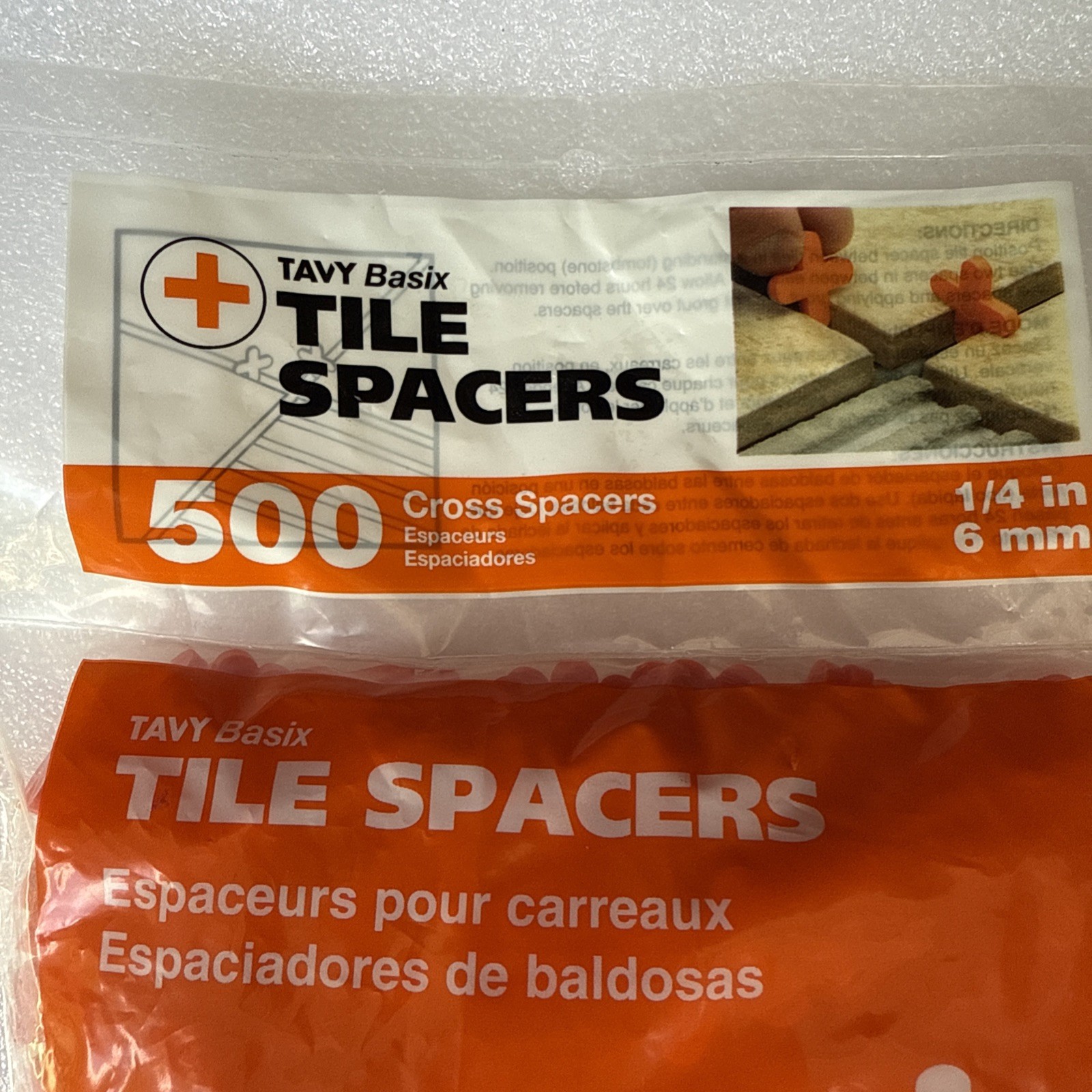 TAVY Basic 1/4-in 6mm Plastic Tile Spacers 500-Pack Lot of 3 Model # 5456