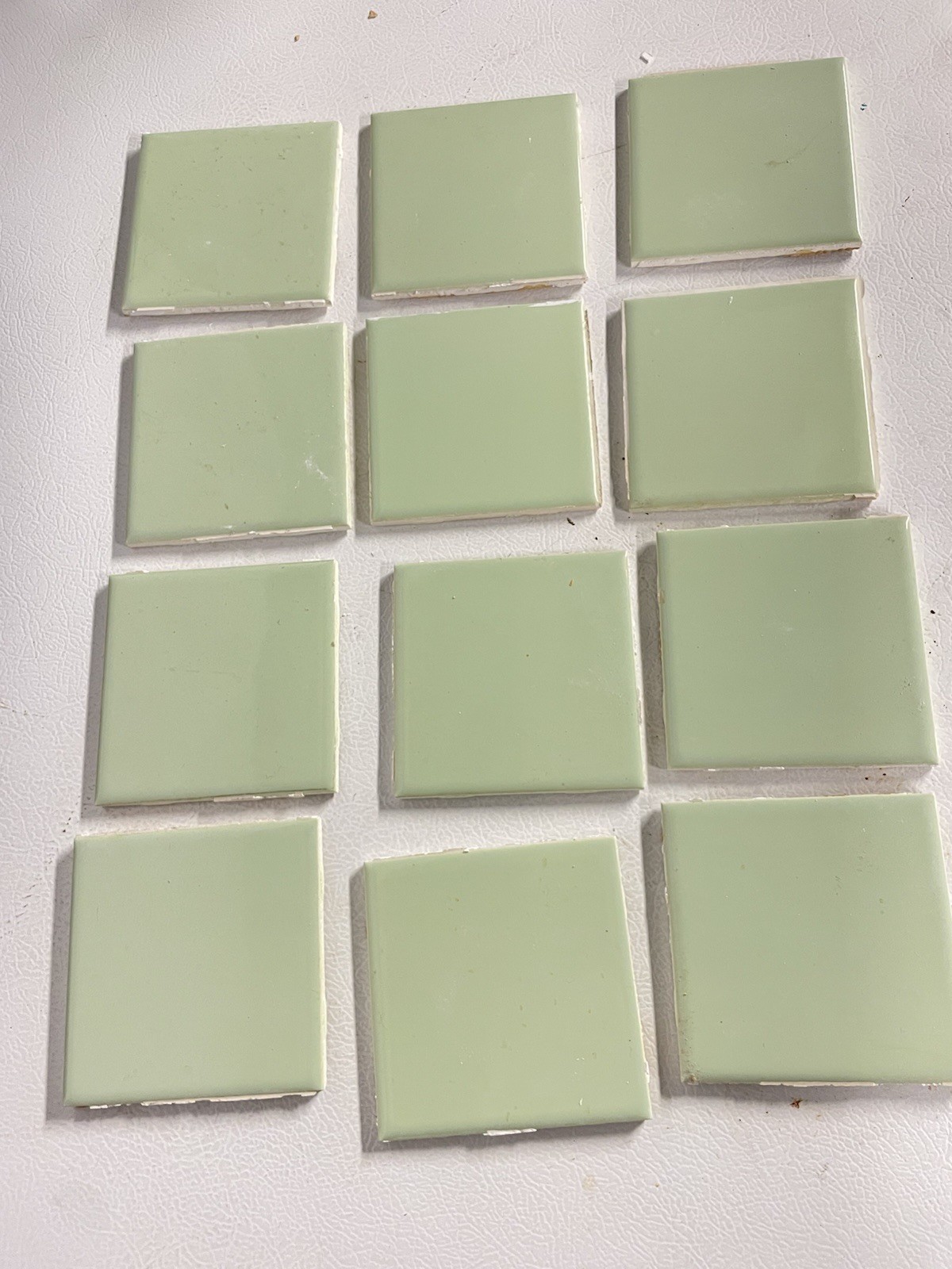 12 Piece American Olean Vintage Ceramic Tiles Spring Green 4.25″ square Salvaged