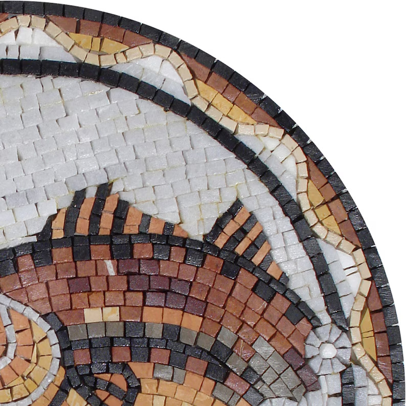 Exquisite 20-Inch Handmade Fish Marble Mosaic Medallion for Artful Décor