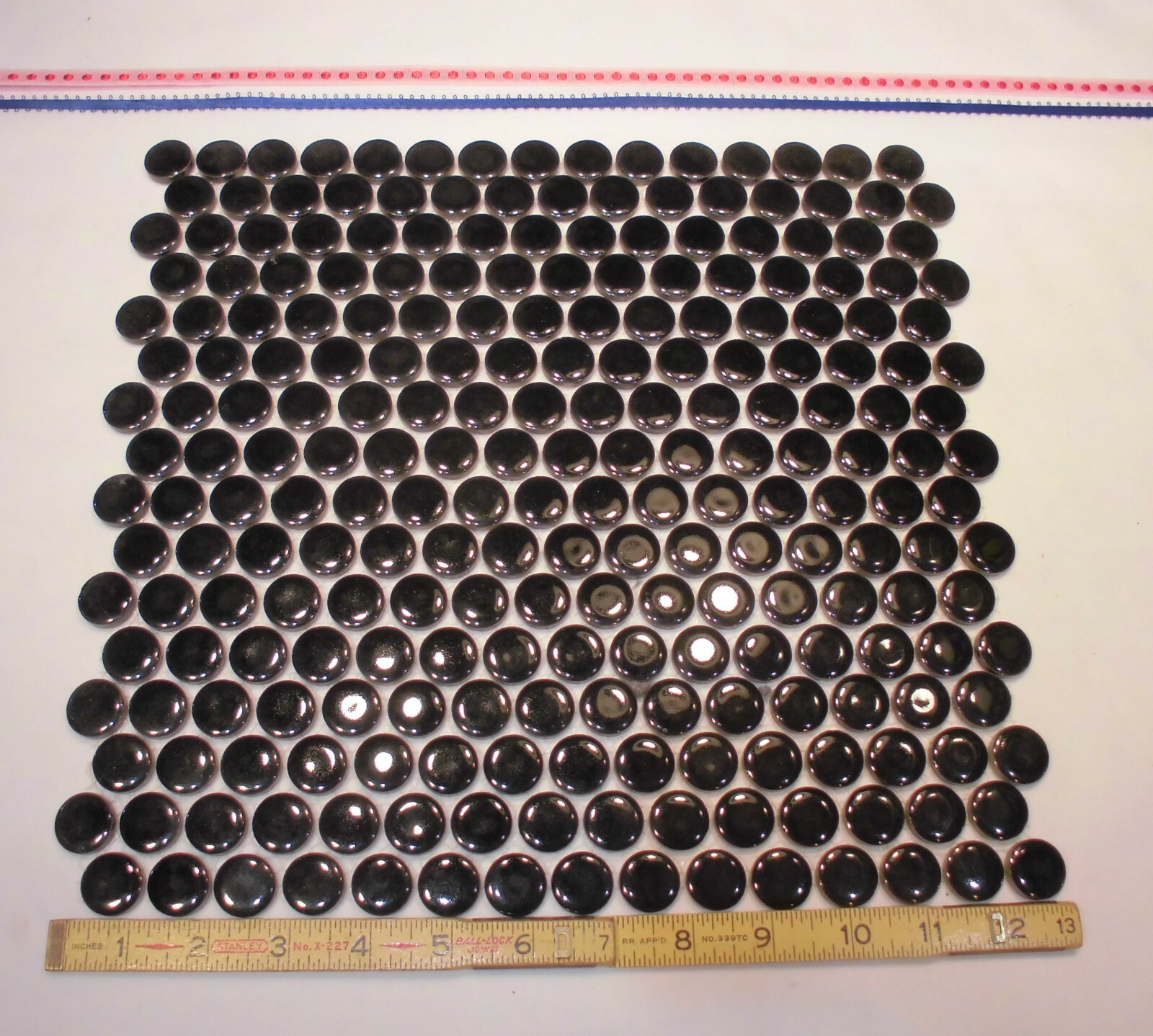 1 Sheet: Penny Round Black 12×13 Porcelain Mosaic Wall/Floor Tile; Backsplash