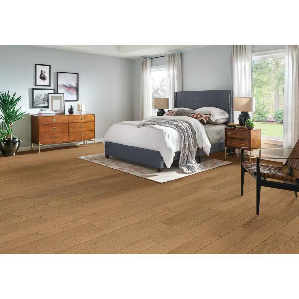 American Vintage Hazelnut Red Oak 3/4 In. T X 5 In. W Wire Brushed Solid Hardwoo