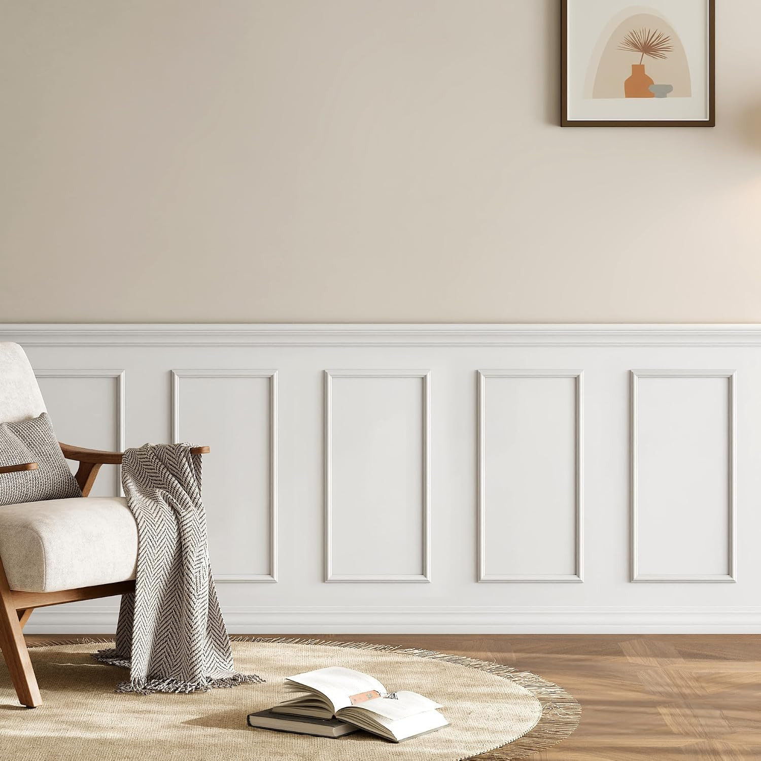 Peel and Stick Wall Molding Kit, 3 Sets 3D Pre-Cut Accent Molding Trim Wainscot