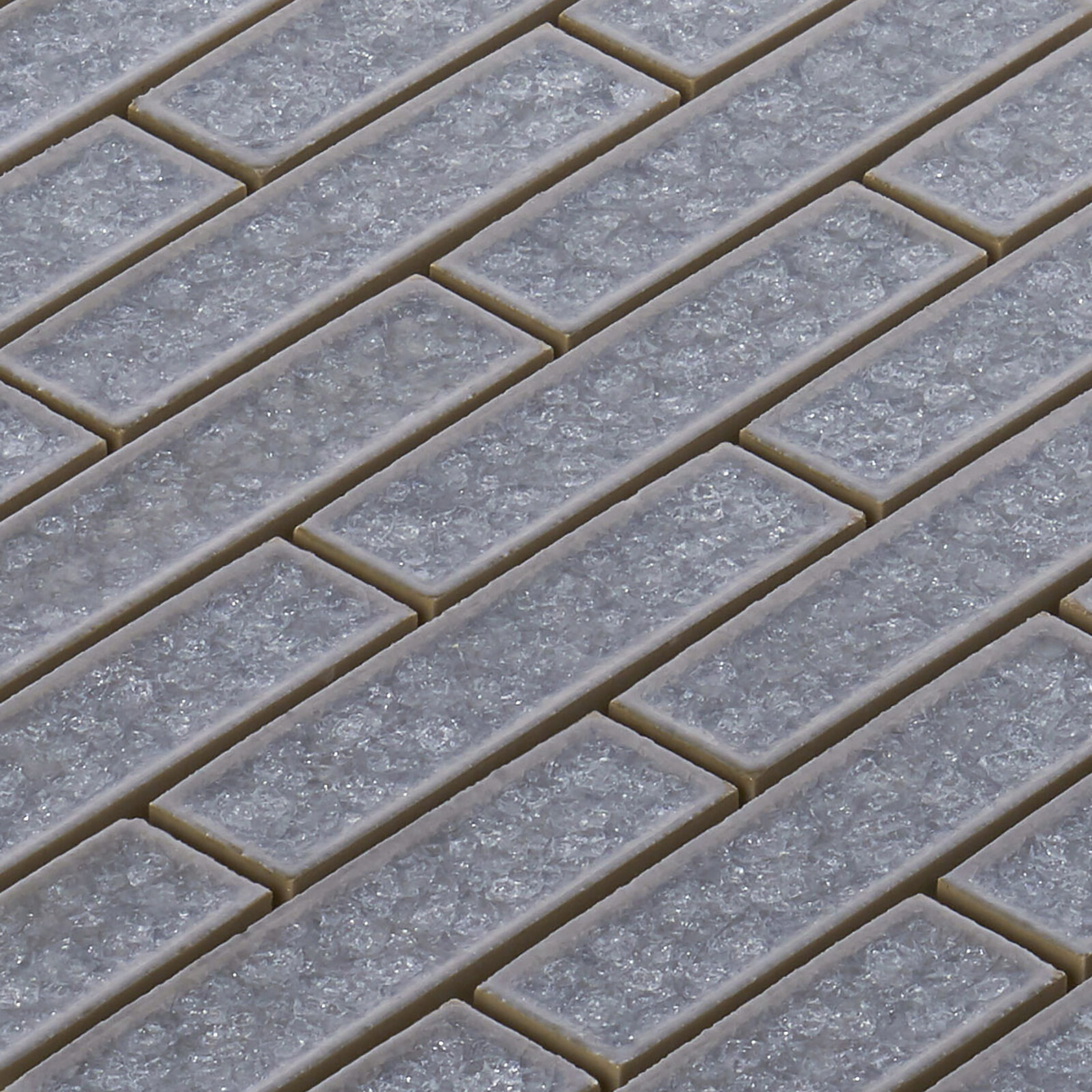 Gray Crackle Glass Brick Joint Modern Mosaic Tile Kitchen Bathroom Backsplash