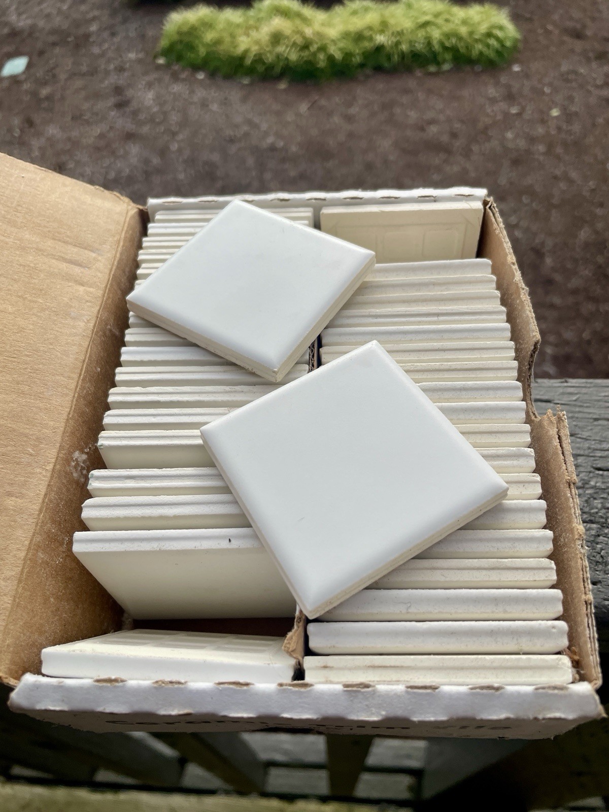 VTG Ceramic Trim Tiles White MATTE 2” x 2” Box of 40