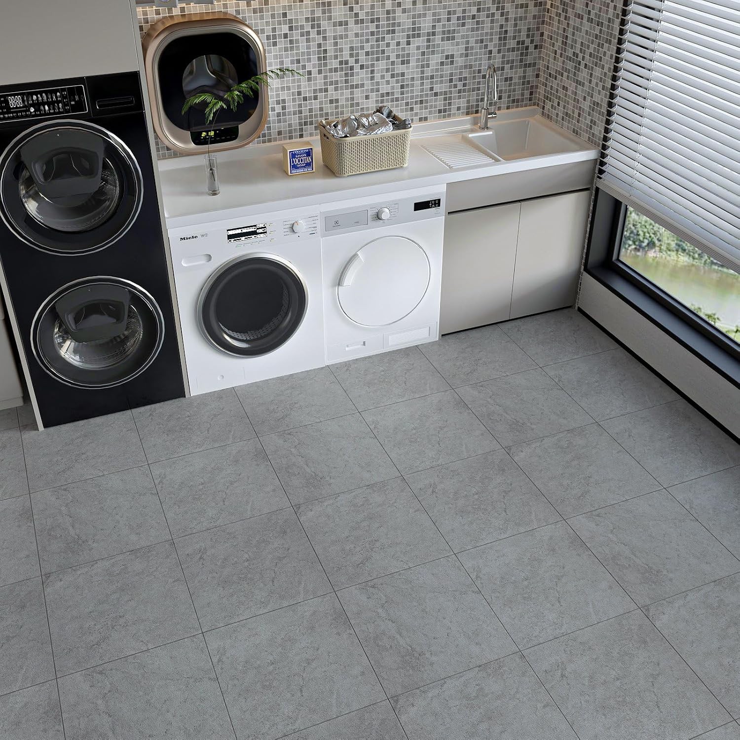 12″x12″ Grey Concrete Peel and Stick Floor Tiles Vinyl Flooring Waterproof