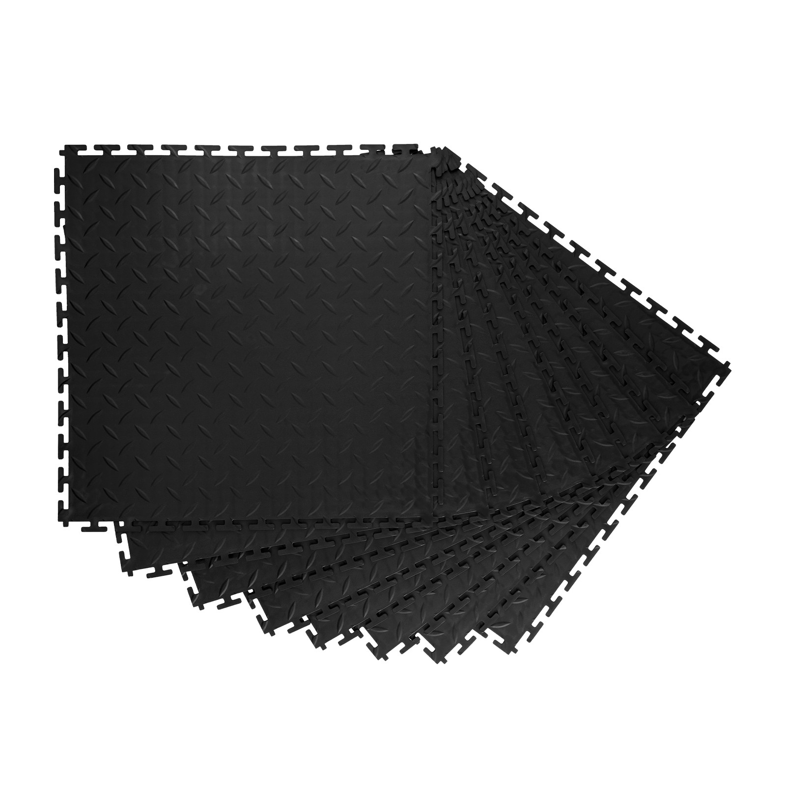 Uimoso Interlocking Garage Floor Tiles, 8 Pack, 20.2×20.2×0.2 in, Black PVC