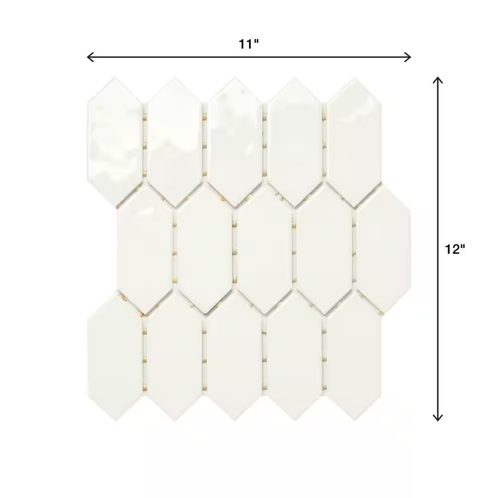 Luxecraft White 11 In. X 12 In. Glazed Ceramic Picket Mosaic Tile (8.76 Sq. Ft./