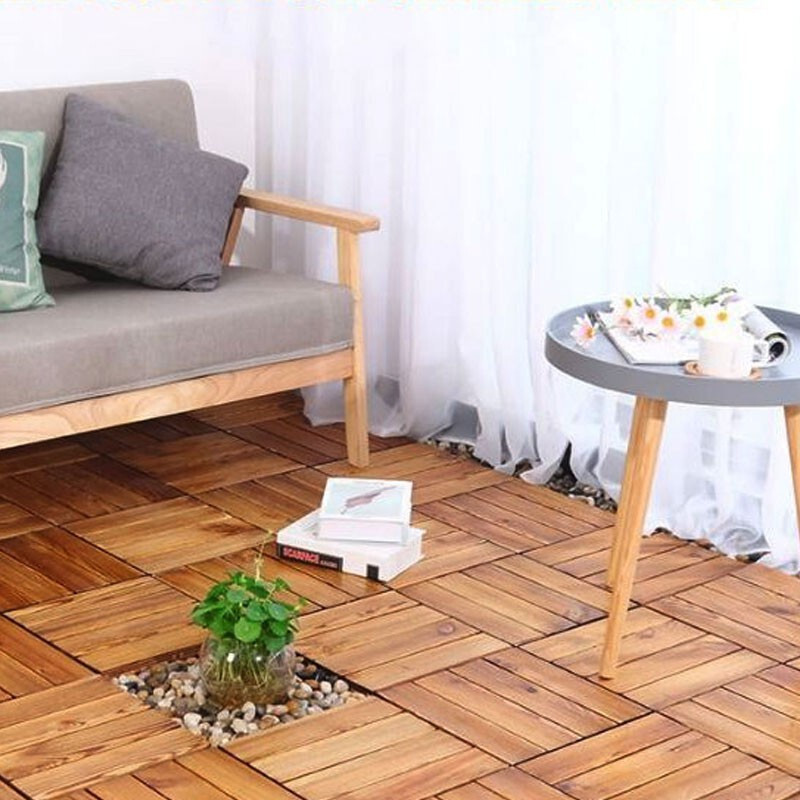 10x Deck Floor Tiles DIY Wood Floor Decking Interlocking Outdoor Garden Balcony