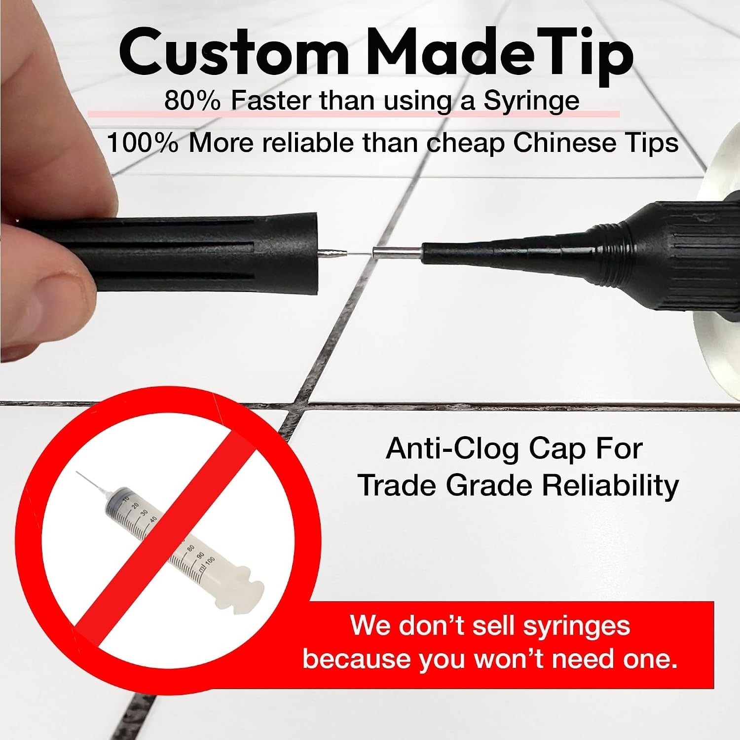 Strong and Water-Resistant Tile Repair Kit with Stainless Steel Tip – 10.1 fl oz