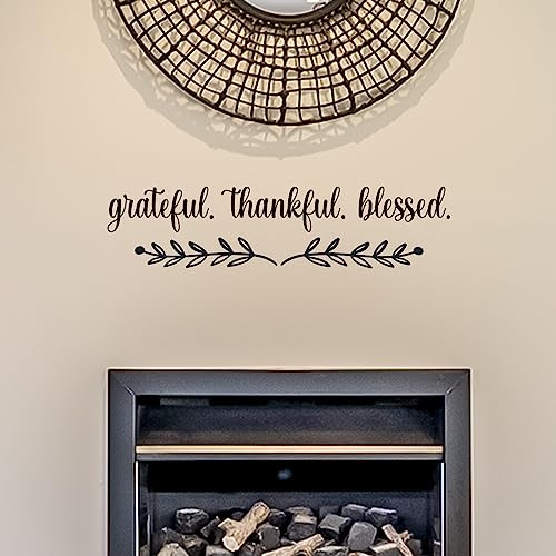 Grateful Thankful Blessed Vinyl Wall Decal Inspirational Quote Wall Art Mural