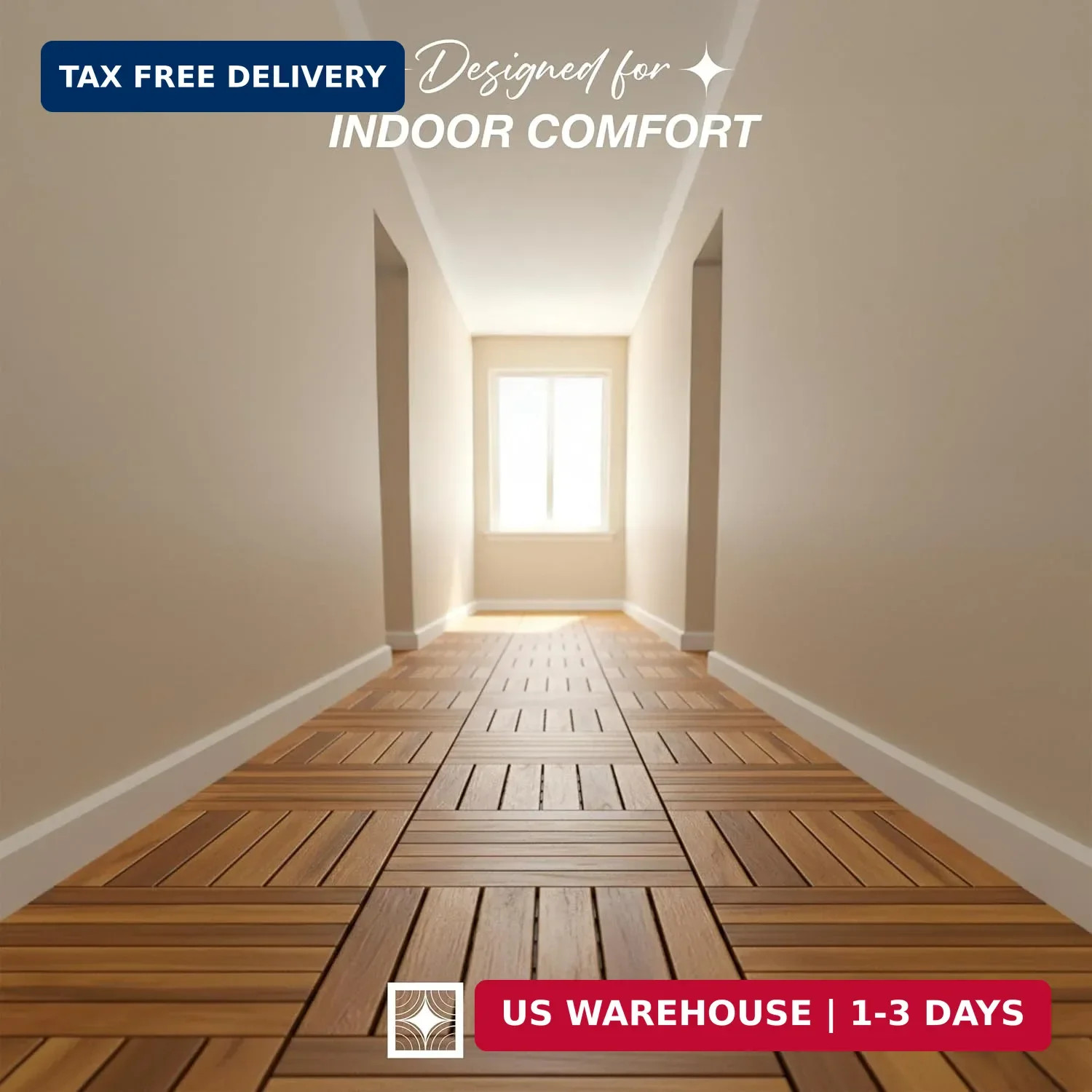9Pcs Premium Acacia Wood Interlocking Patio Deck Tiles, 12 x 12 x 0.9 Inch Outdo