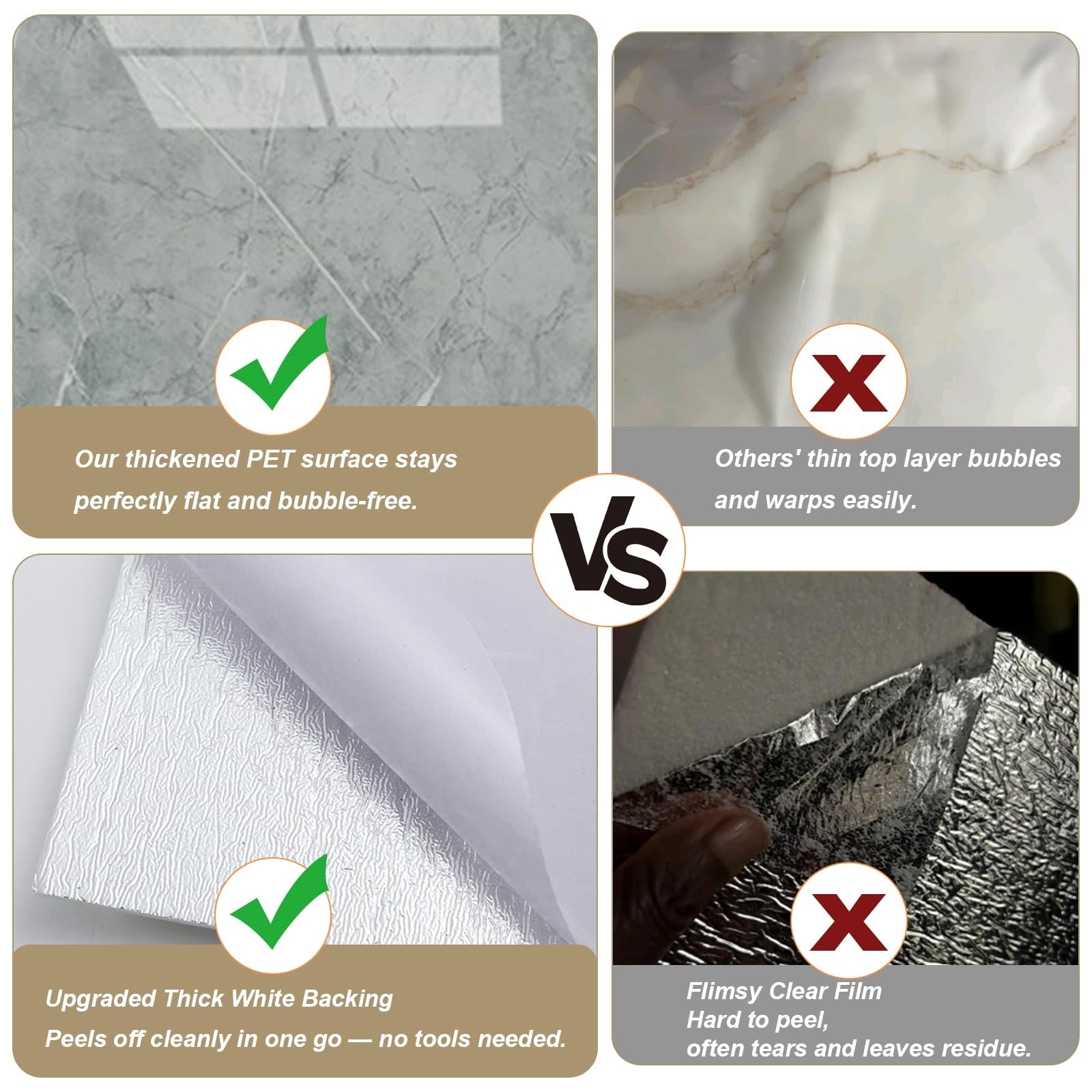 10Pcs Grey Marble Peel and Stick Wall Panels 23.6″x11.8″ Waterproof Backsplash T