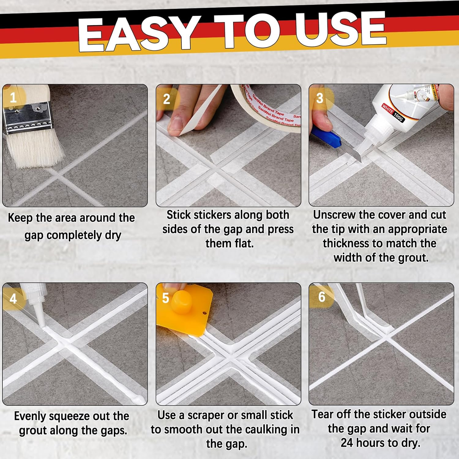 Tile Grout Repair Kit, 2 Pack Grout Filler, Fast Drying Tile Grout Paint, Grout