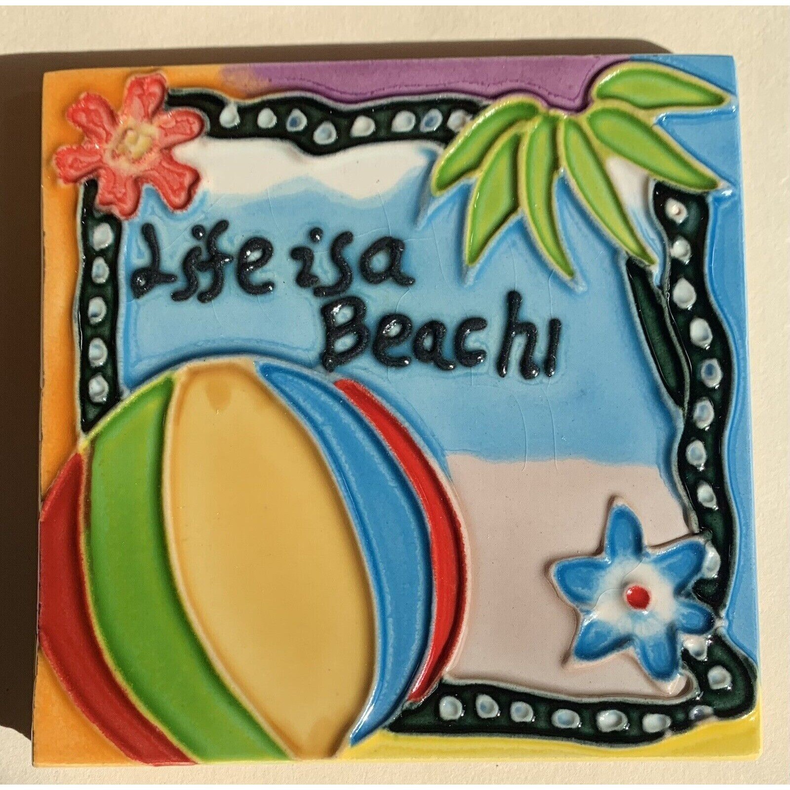 Life Is A Beach Backsplash 4×4 Decorative Ceramic Wall Art Tile New Gift