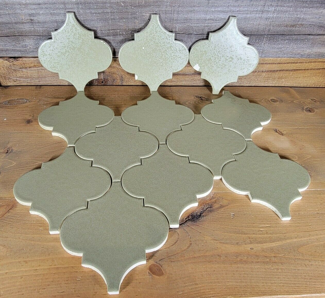 Vtg Salvage Florida Ceramic Arabesque Wall Tile FT USA 5 1/2″ Olive Drab Lot 12