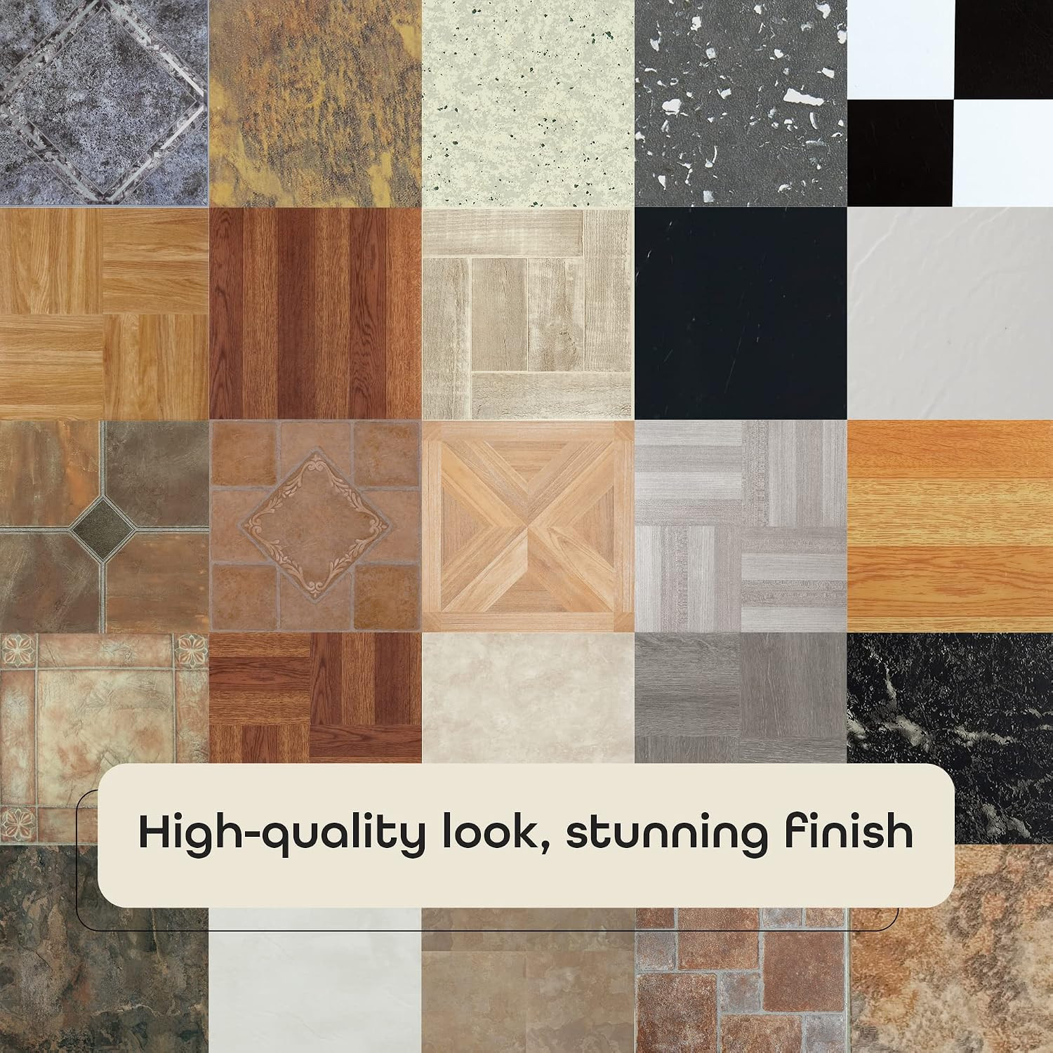 Sterling Self Adhesive 12-Inch Vinyl Floor Tiles, 20 Tiles – 12″ X 12″, Black