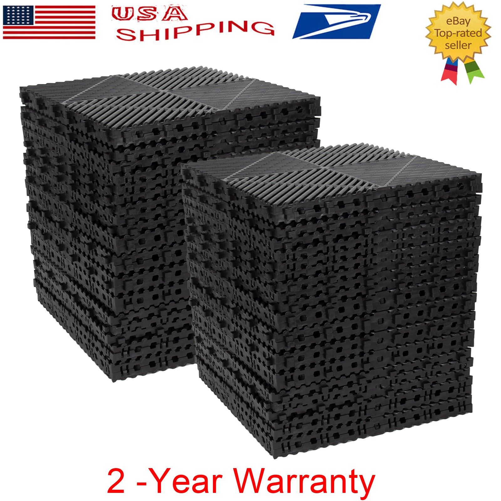 50Pcs Garage Floor Tiles Interlocking PVC 15.75”x15.75” Vented Water Drainage