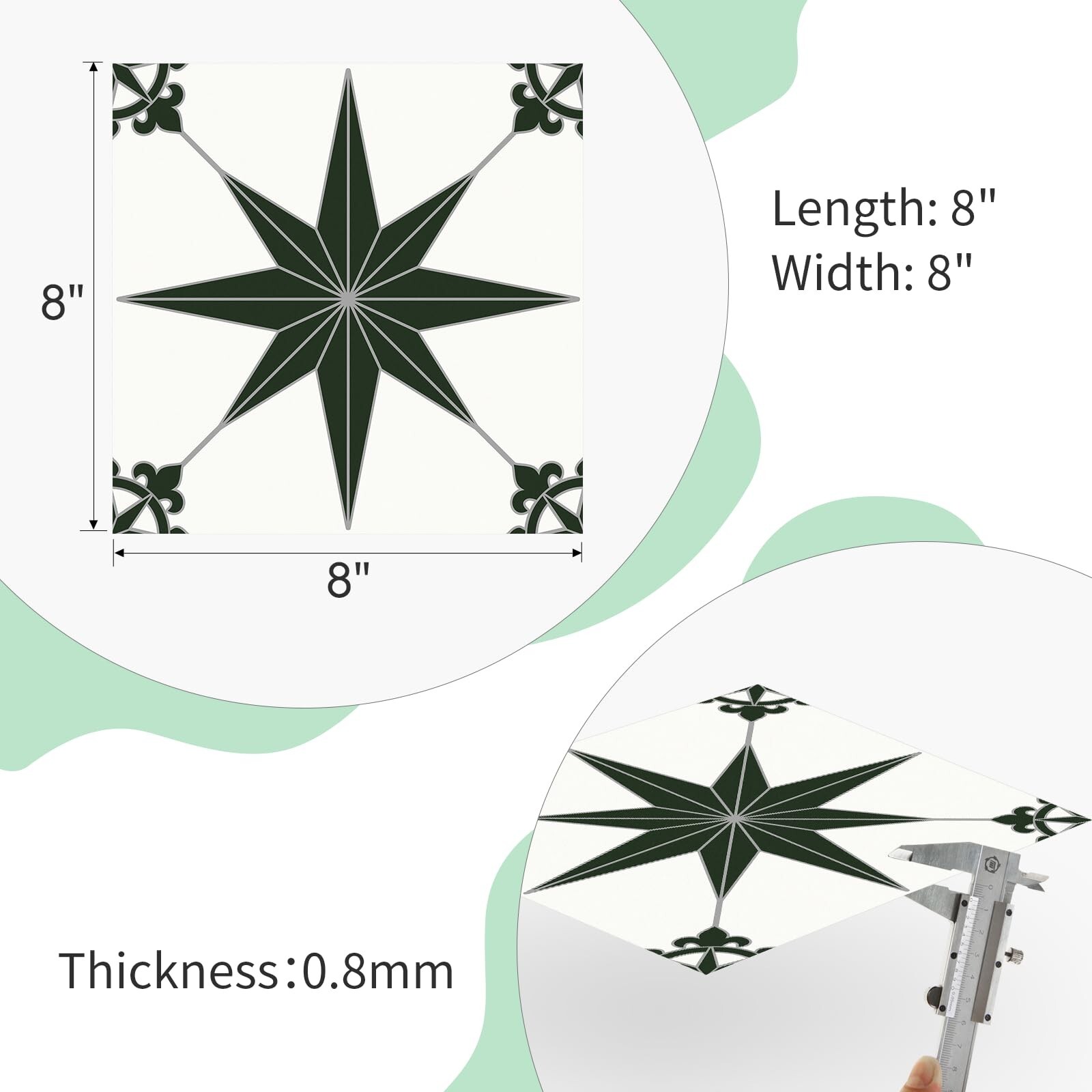 MORCART 8″ x 8″ Peel and Stick Floor Tile, 20 PCS Self-Adhesive DIY Vinyl Flo…