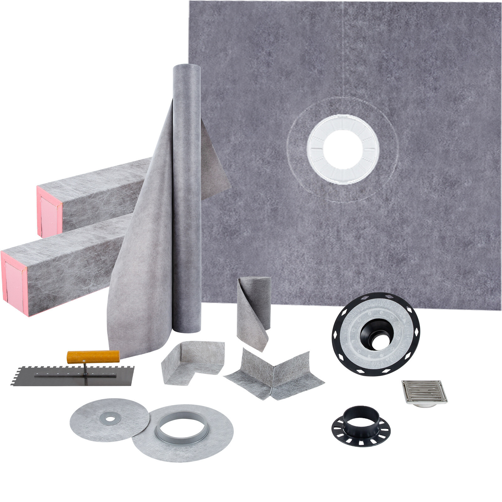 VEVOR Shower Curb Kit 48″x48″ with Central Drain PVC Waterproofing
