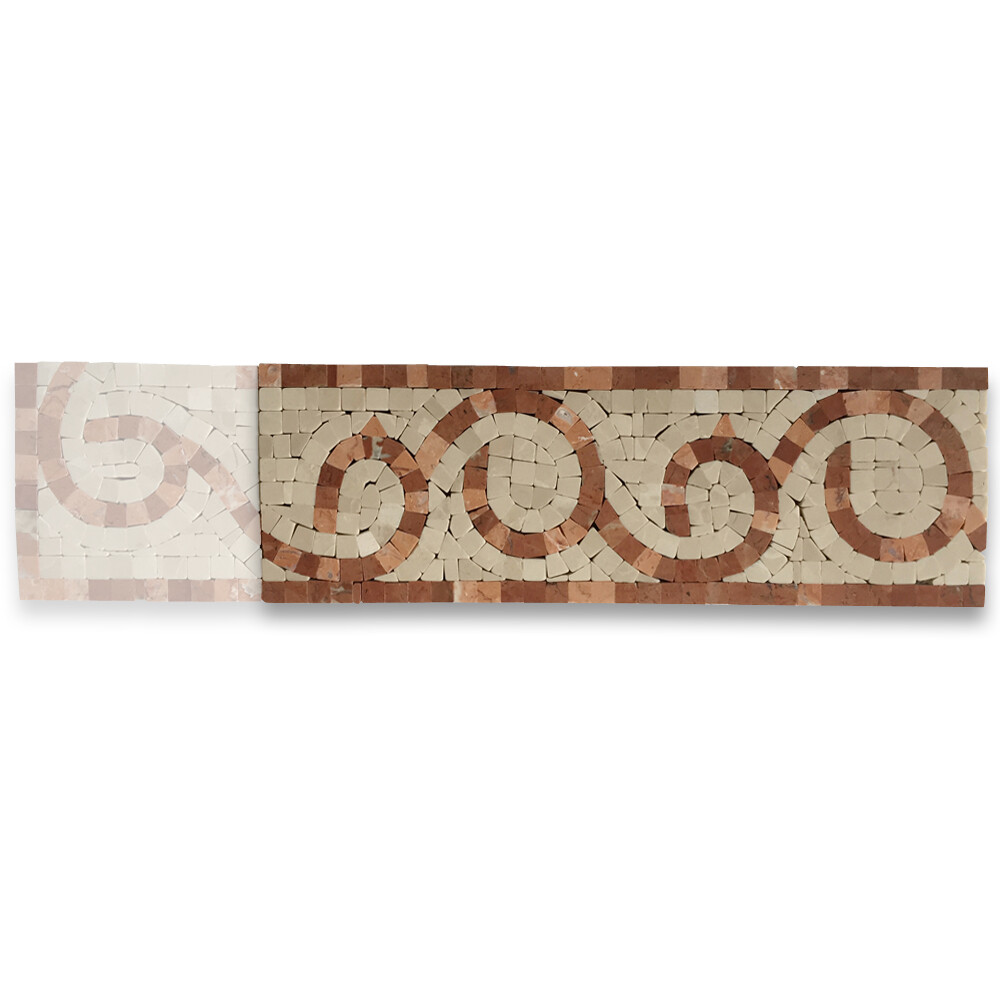 B0010P Marble Mosaic Border Listello Accent Tile Vine Rojo 4×12 Polished