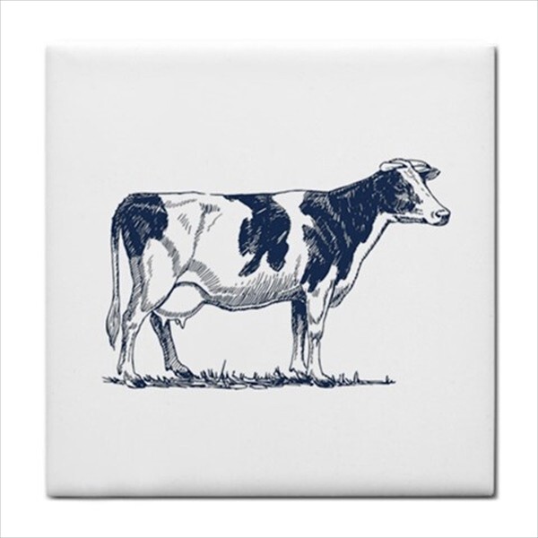 Farm Animals Ceramic Tile Set of 6 Home Decor Backsplash Tiles Blue and White