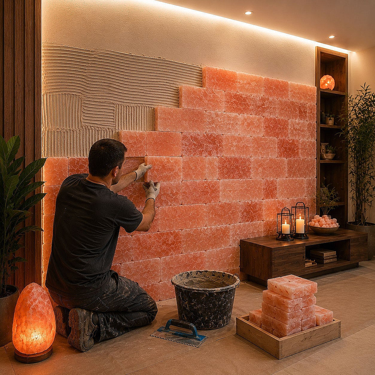 Himalayan Pink Salt Tiles 8″x4″x1″ Pack of 10 Natural Sauna Spa Therapy Bricks