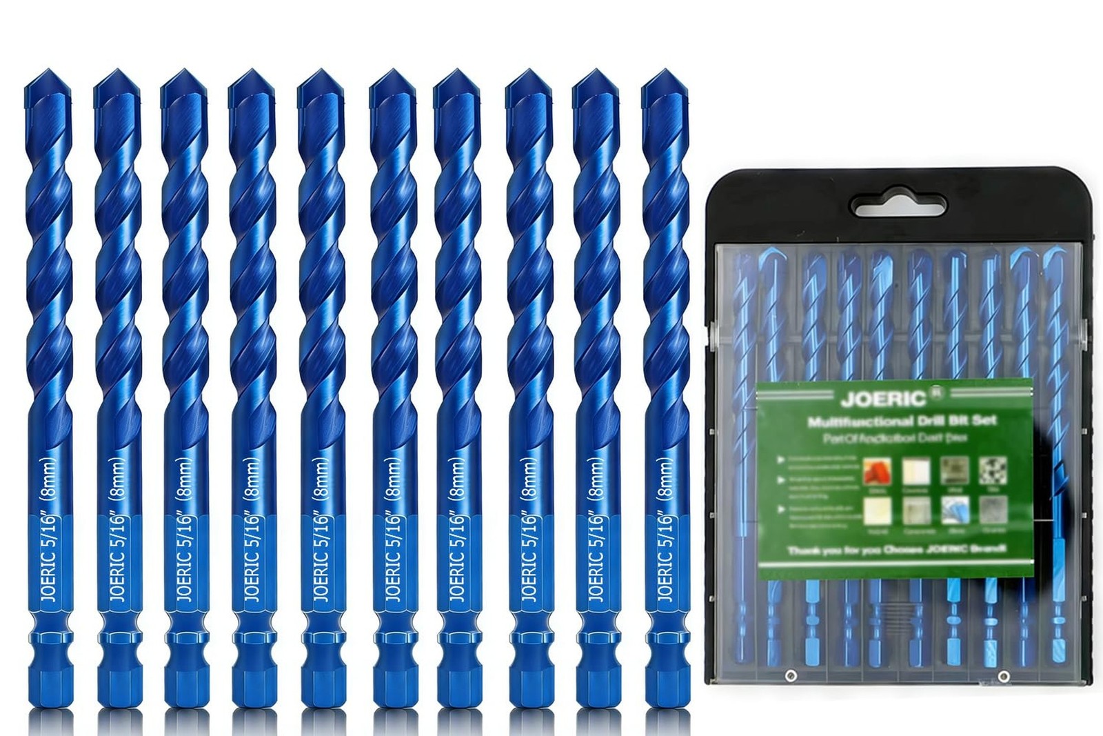 10 Pieces Blue 8MM Ceramic Tile Drill Bit, JOERIC 5/16 inch Masonry Drill Bit…
