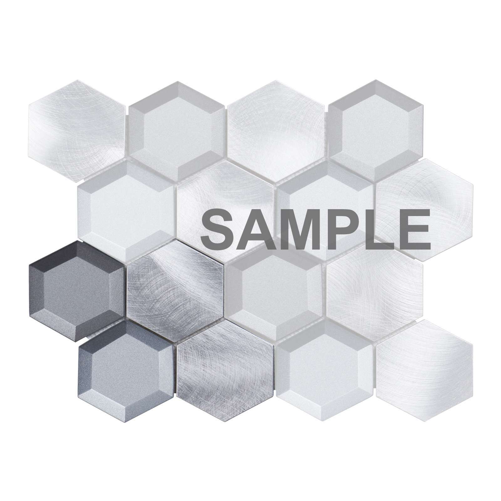 Gray Aluminum Metallic 3D Crystal Glass 2.5″ Hexagon Mosaic Tile Wall Backsplash