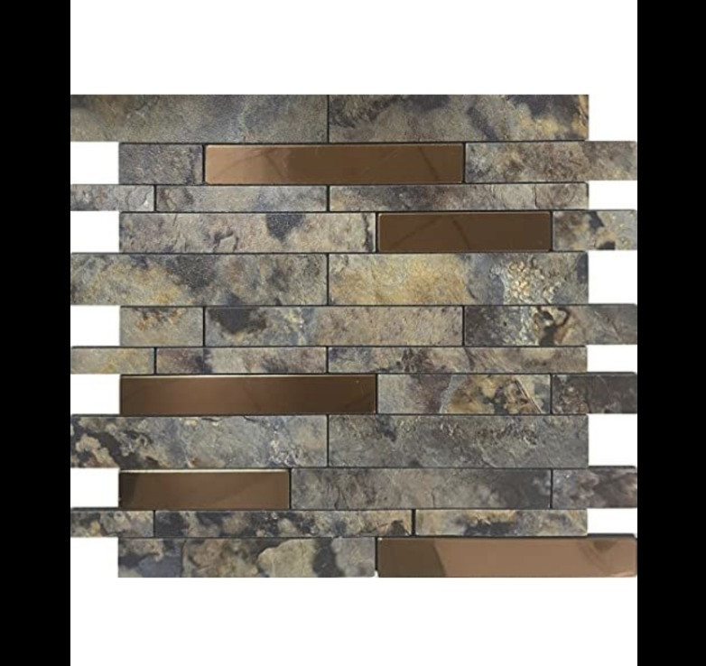Weimeishi Peel-and-Stick Stone/Metal Mosaic Brick Tile Glossy 11.7×11.3