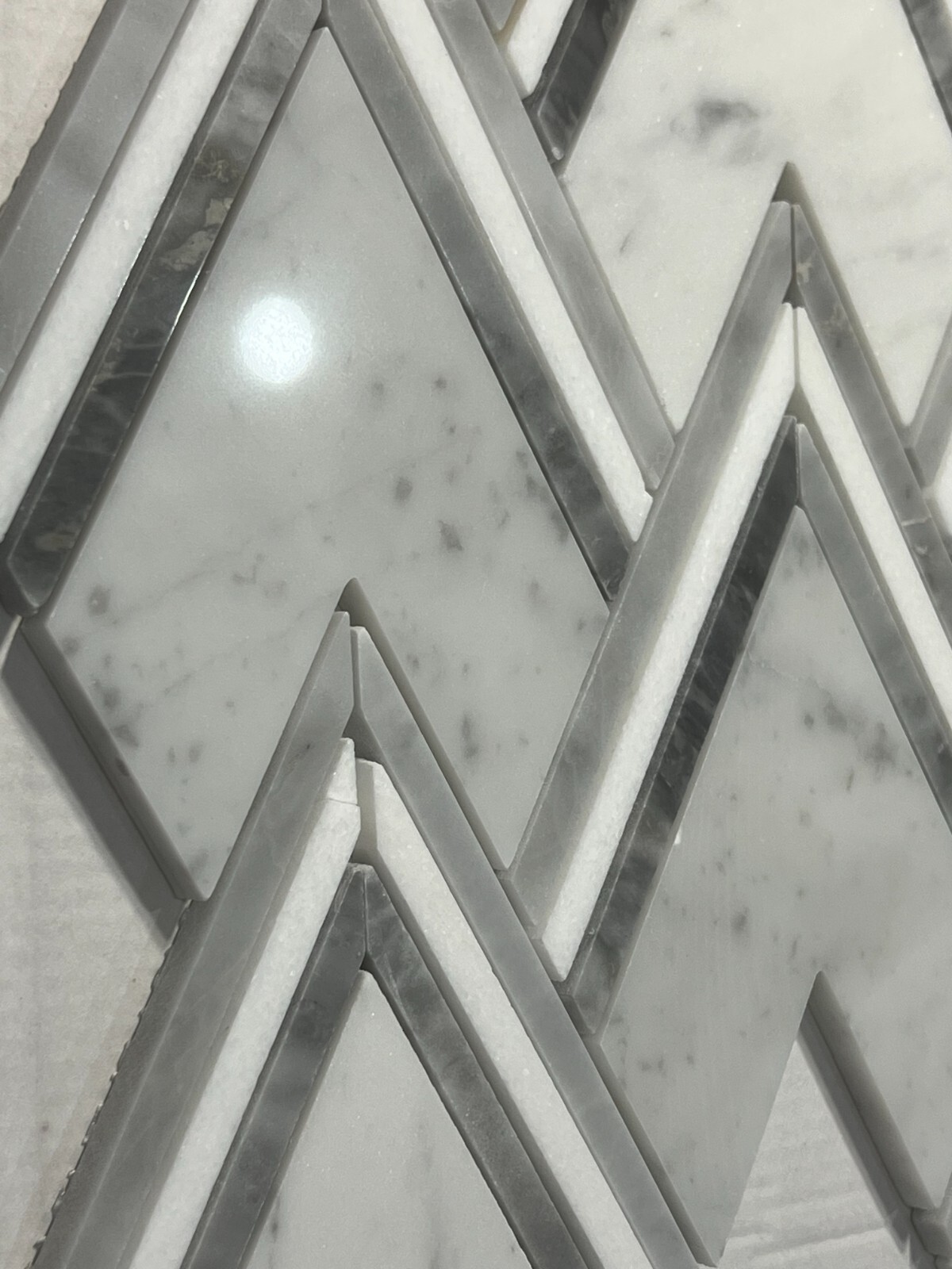 S35 Carrara White Grey Marble Arrow Mosaic Tile Kitchen Bathroom, 7 sheets