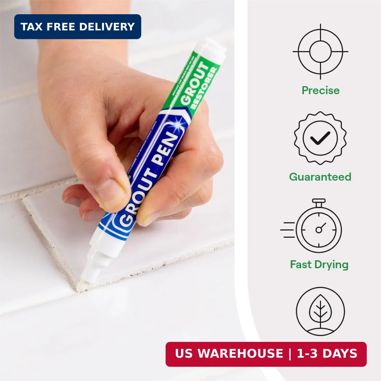 Grout Pen White Tile Grout Paint Marker – Narrow 5mm Tip (7mL) – 3 Pack | Waterp