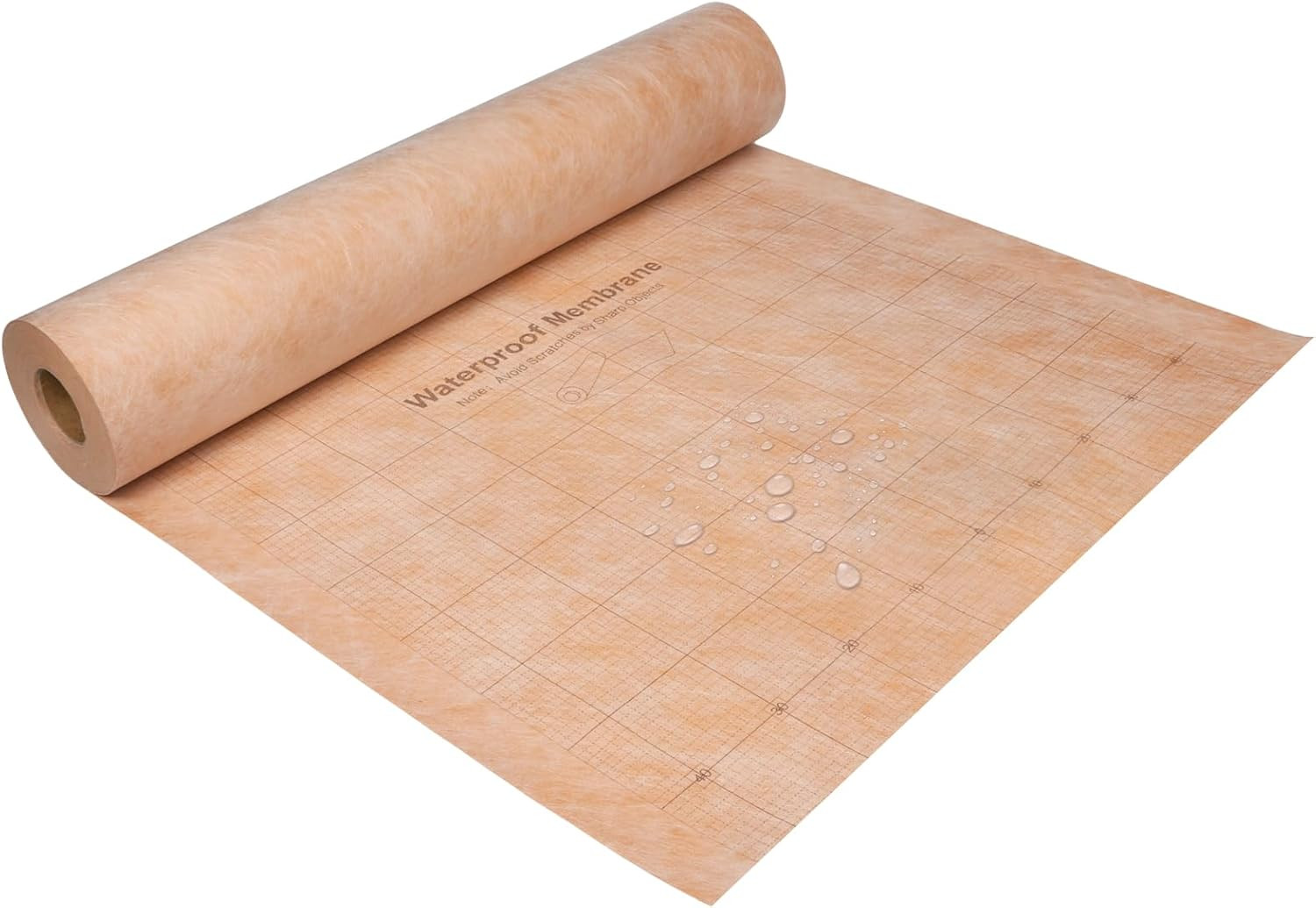 323 Sq Ft Waterproof Membrane with Pre-Marked Grid Design, 3.3 FT X 98.5 FT Roll