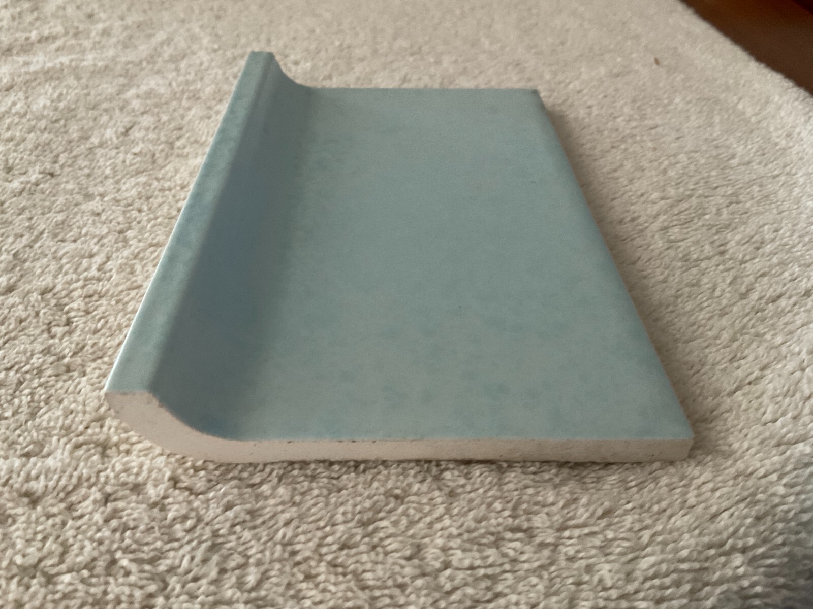 Vintage Light Blue Mottled Ceramic Tile Cove Base 3 3/4”X 6” NOS