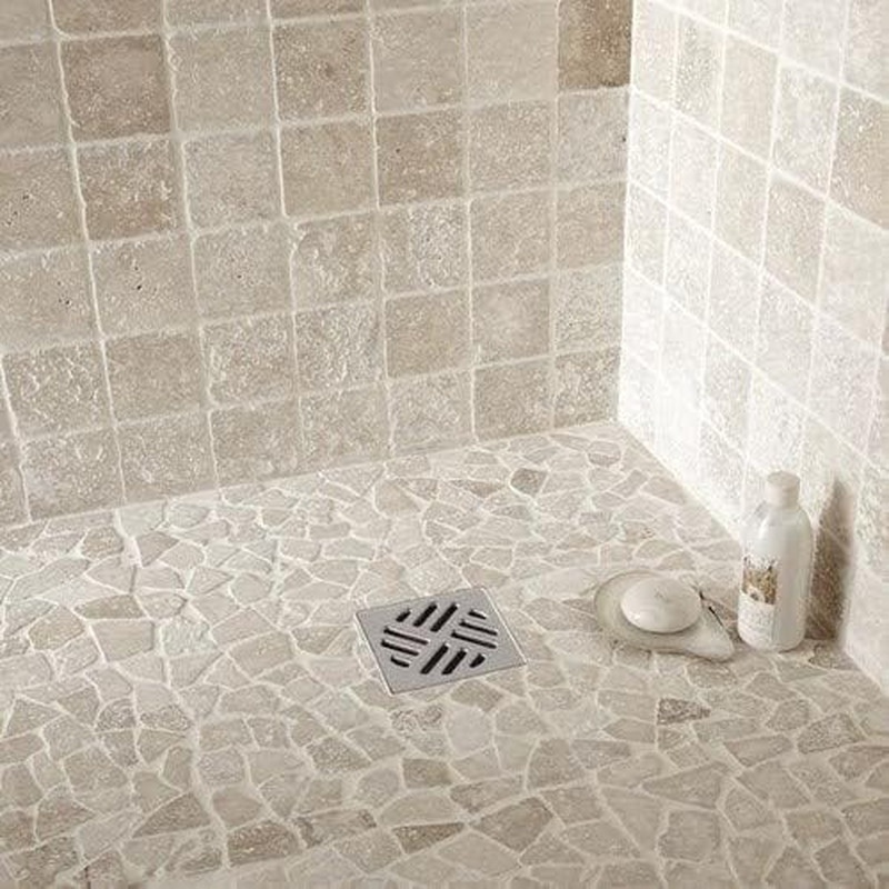 6X6 Light Travertine Tumbled Antiqued Tile Natural Stone (4 Piece Pack)
