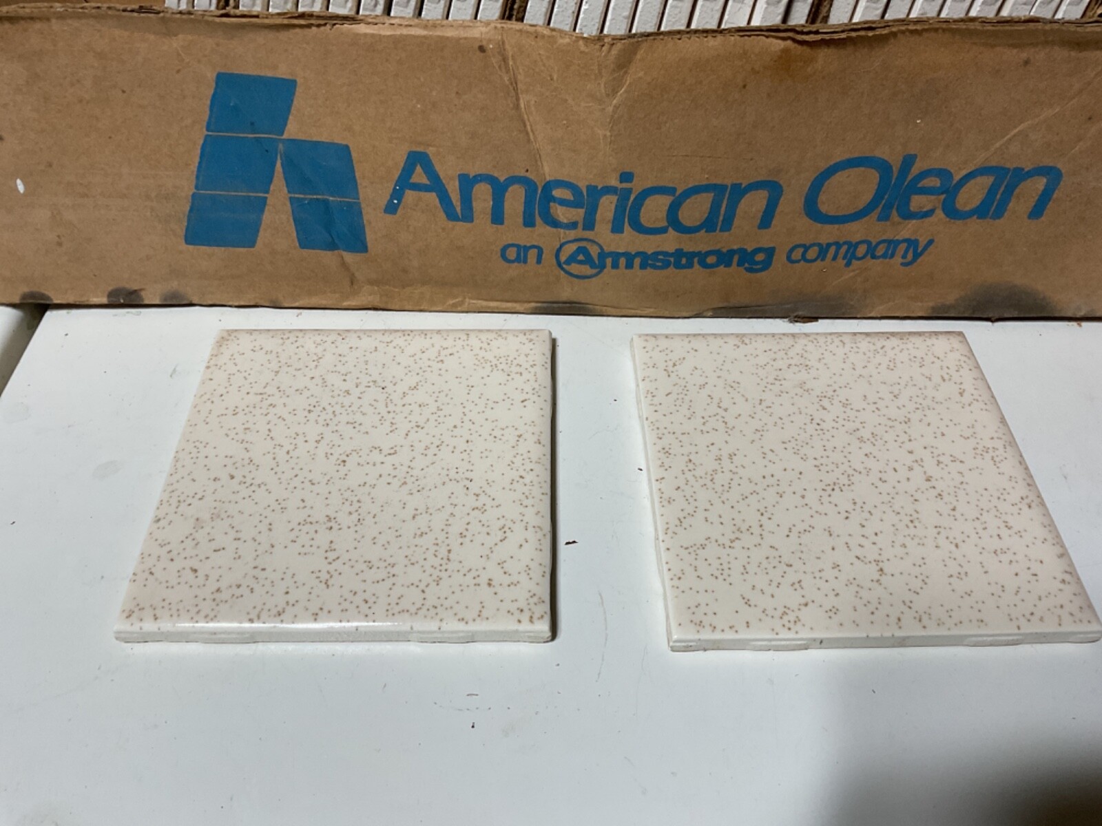 2 Vtg. Rounded Edge American Olean 4 1/4 x 4 1/4 Buckwheat Ceramic Tile – USA