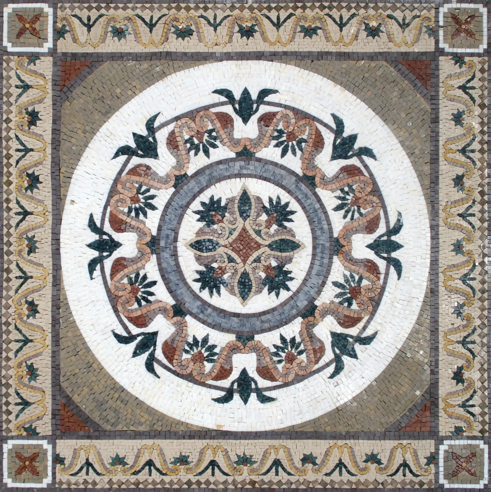 48” GEOMETRICAL FLORAL TILES | Square Shape Floral Tiles For Living Room Floor