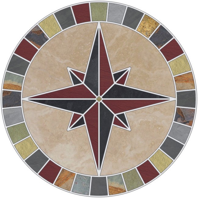 18″ Tile Mosaic Medallion Mariners Compass Travertine Slate Backsplash Flooring