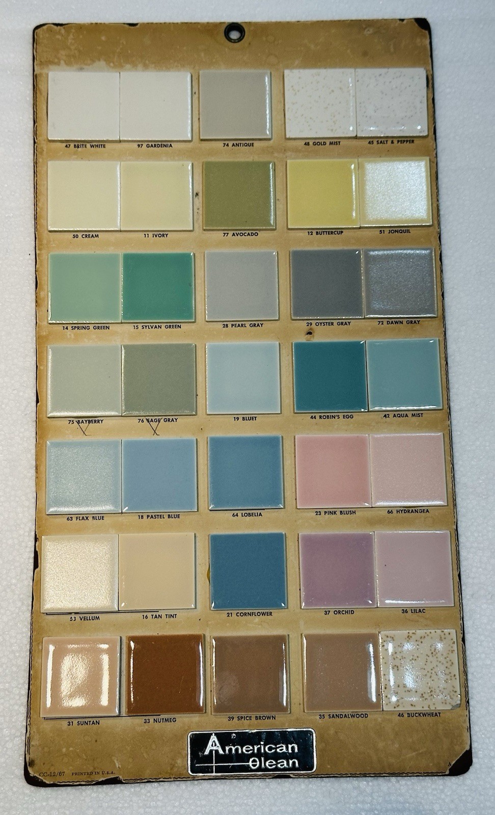 1 pc. Vintage Spring Green: 4-1/4″ Glossy Ceramic Tile by American Olean, NOS