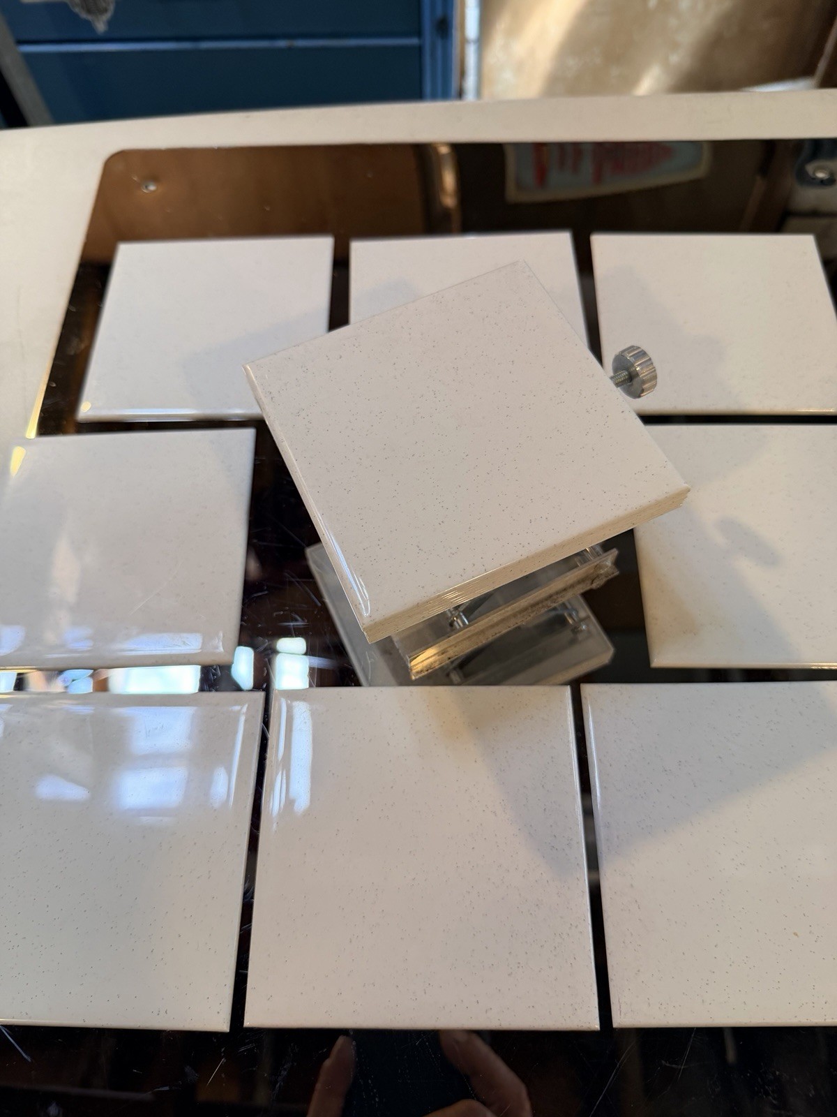 Speckled seafoam green plastic Square Wall Tiles 4.5 inches MCM Bathroom Kitchen