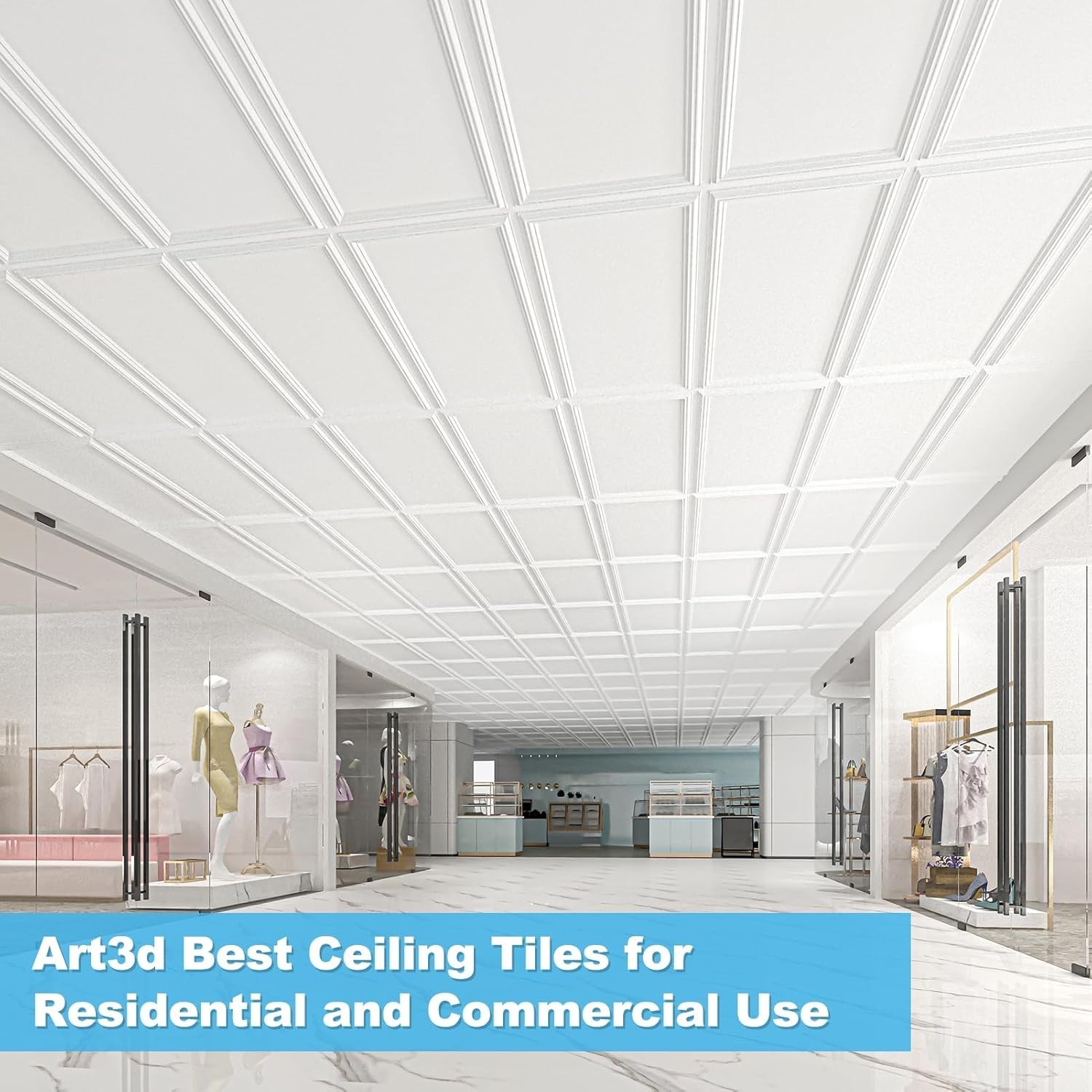 Drop Ceiling Tiles 48×24, Decorative PVC Ceiling Panels, Waterproof Rustproof…