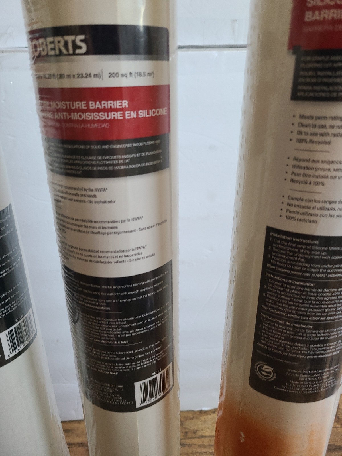 ROBERTS 70-198 Silicone Moisture Barrier 200 sq 31.5 in. x 76.25 ft. Lot of 4