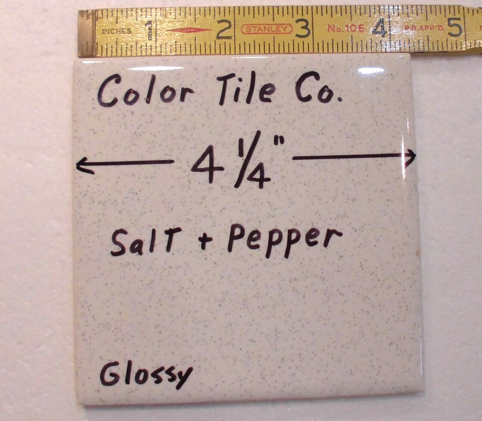 1 pc. Gold Dust: by Color Tile Co. 4-1/4″ Glossy Ceramic Tile: Made 1970’s-90’s