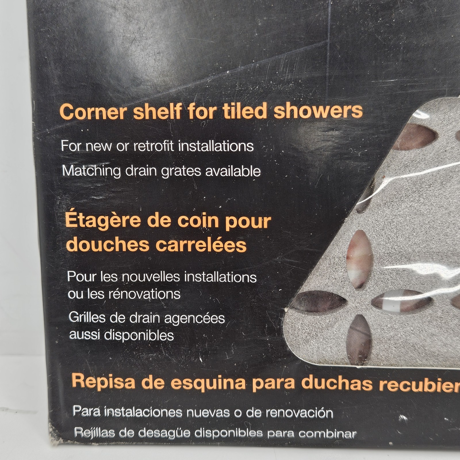 Schluter SHELF-E Triangular Floral Design Stone Grey SES1D5TSSG Shower Shelf