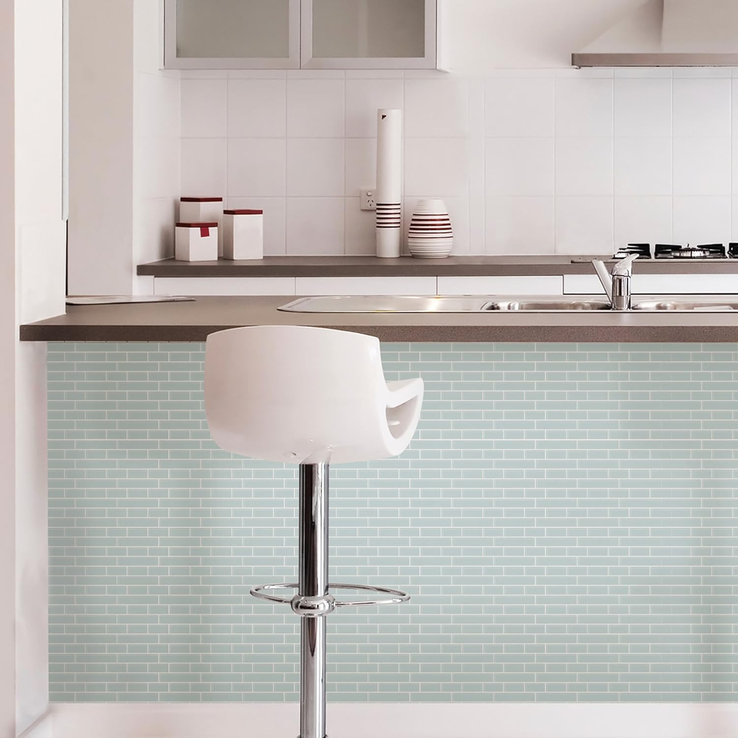 NH2361 Sea Glass Peel & Stick Backsplash Tiles, Blue