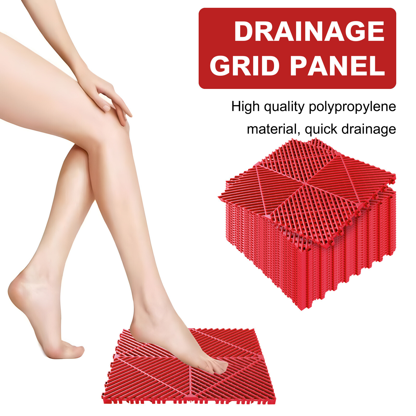 0.71″ Thickened Garage Tile 16″x16″ Self-Draining Interlocking Flooring Covering