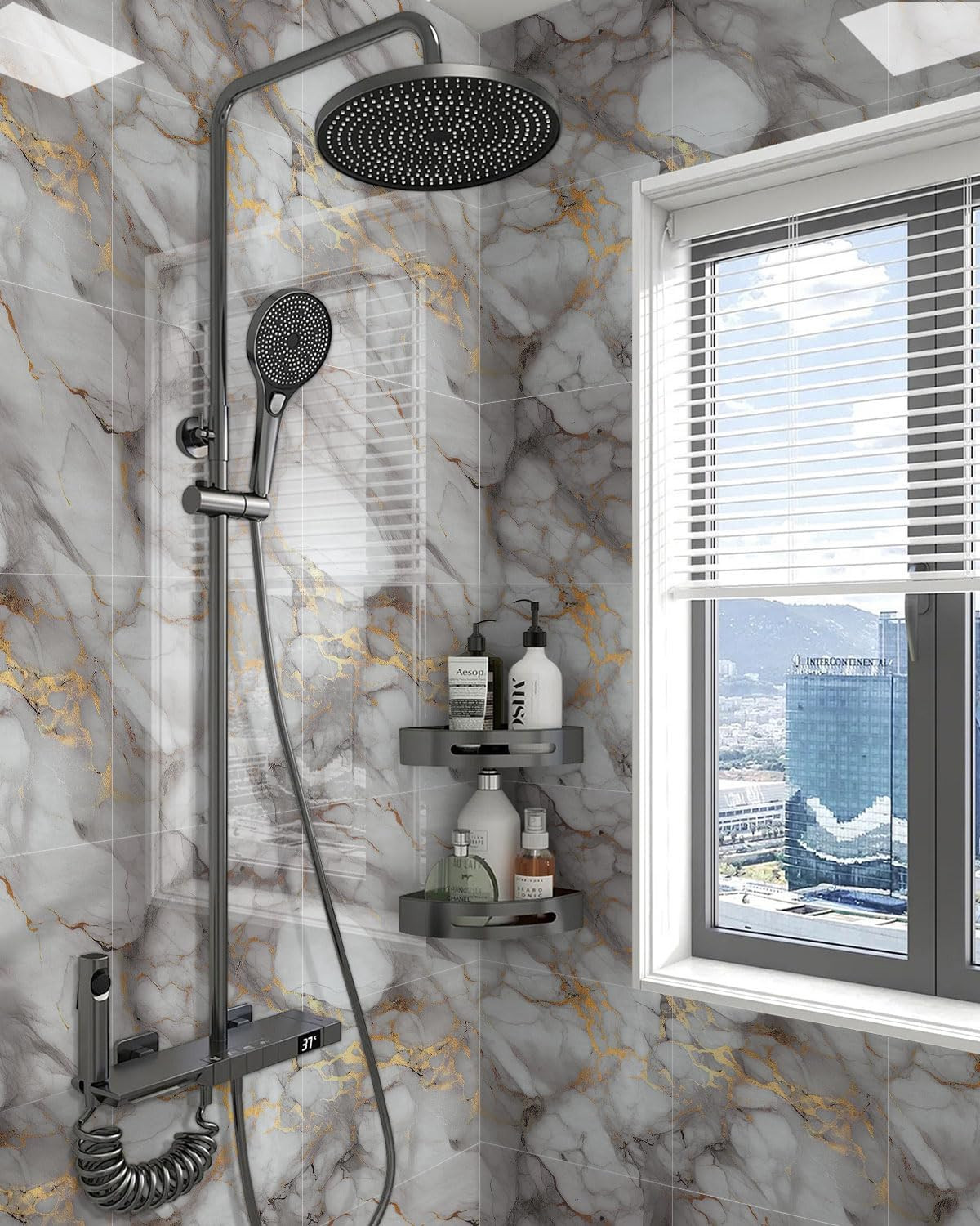 20Pcs Waterproof Peel and Stick Marble Wall Tiles, 11.8″X11.8″ Self-Adhesive PVC