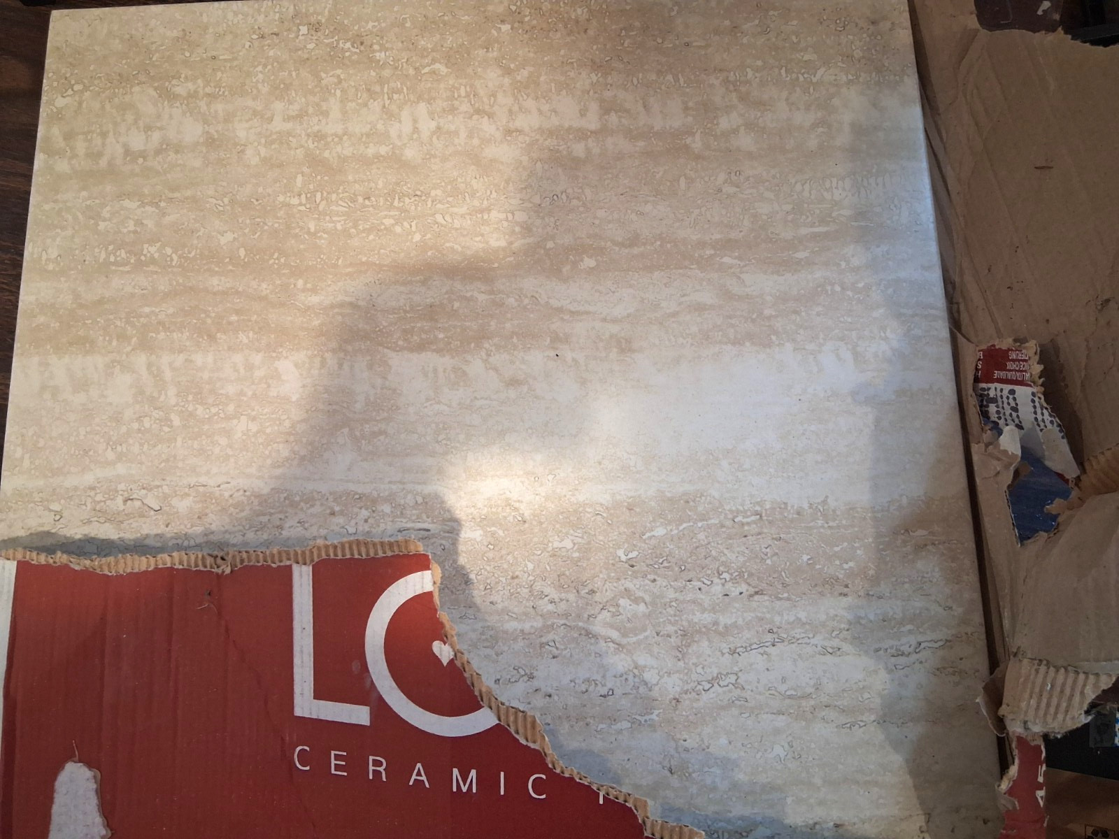 (ONE) 18″ x 18″ Beige LOVE Ceramic Matte LOOK DESIGNED Ceramic Tile, .25 in