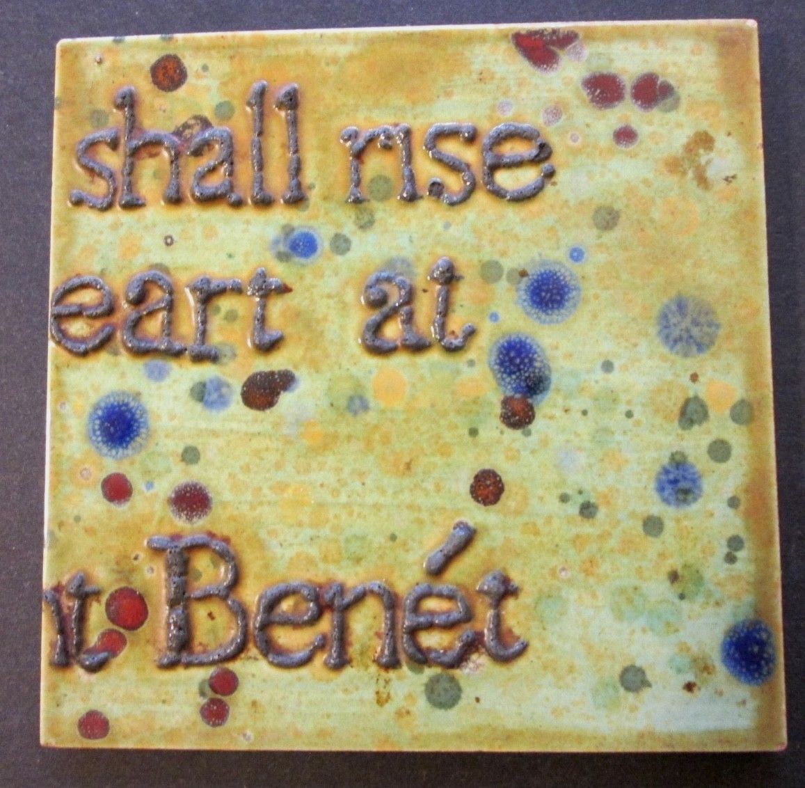 Ceramic Art Tile “BURY MY HEART AT WOUNDED KNEE” Folk Art ~ Hand Painted