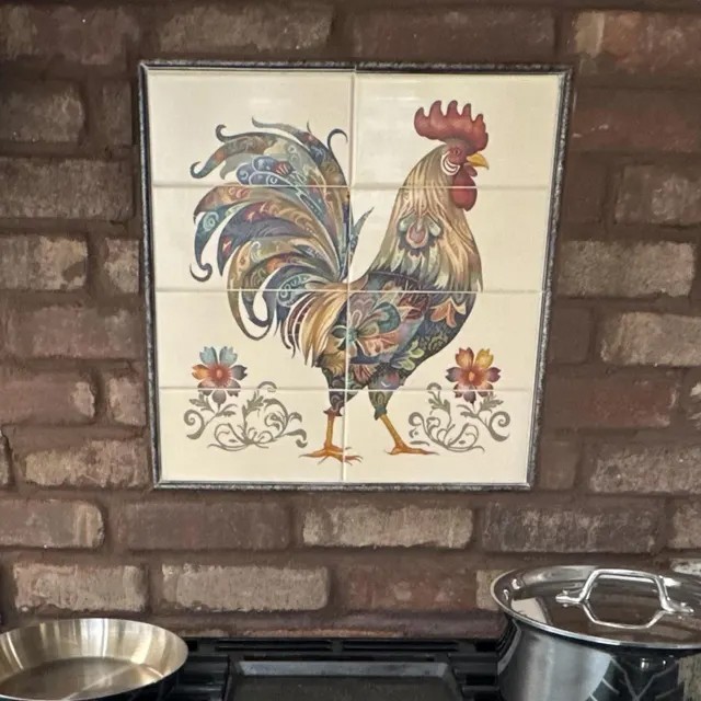 Rustic Rooster Tile Backsplash Decor, Farmhouse Kitchen Tile, Kitchen Backsplash