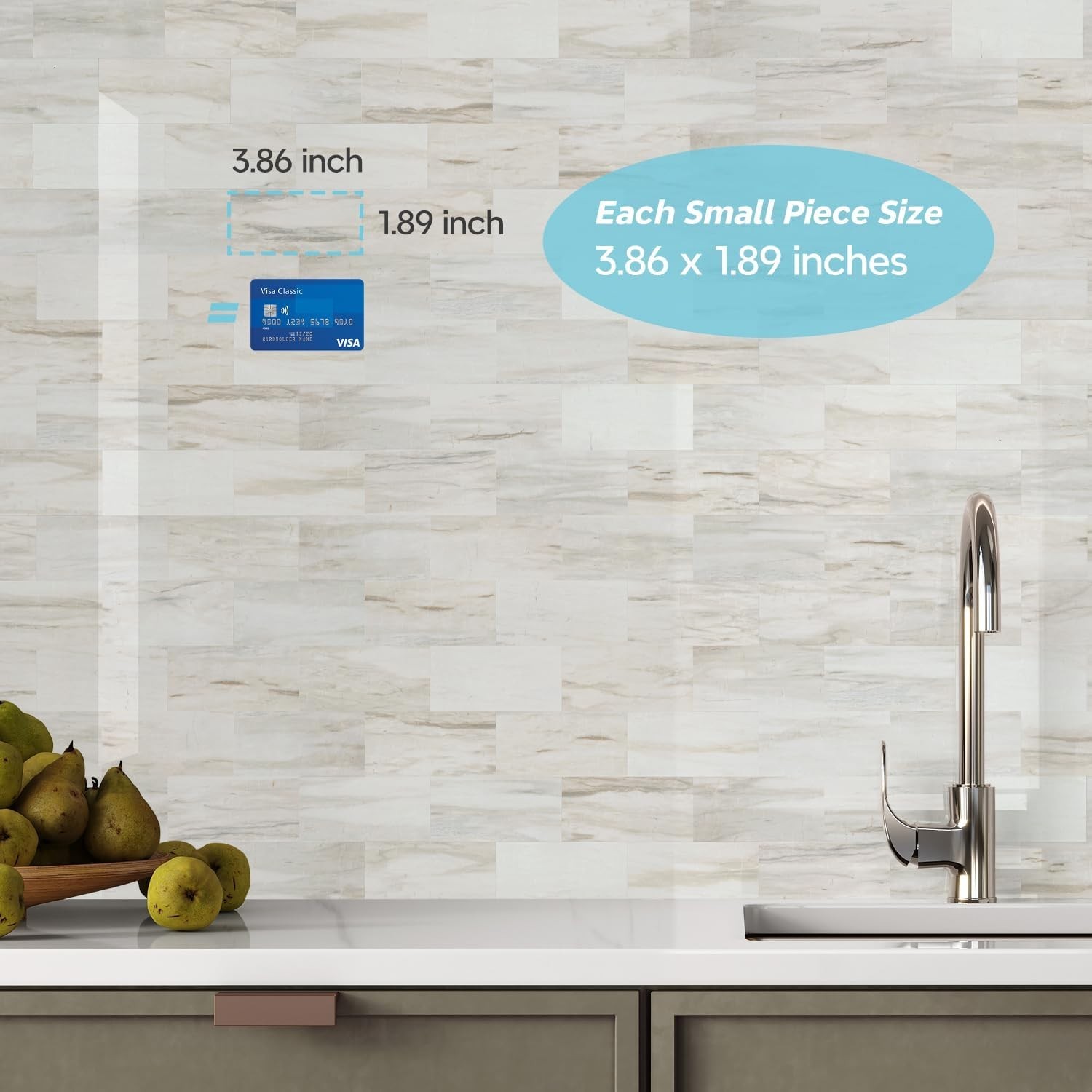 STICKGOO 10-Sheets Subway Tile Peel and Stick Backsplash – Polished Beige Marble